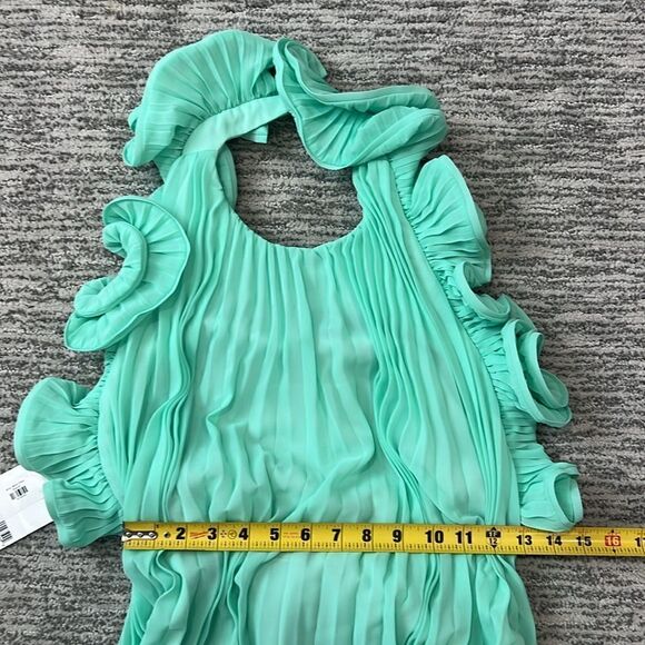 NWT AMUR MIMI HALTER NECK FRILL MINI DRESS Miami Sky Size 0 - Picture 11 of 16